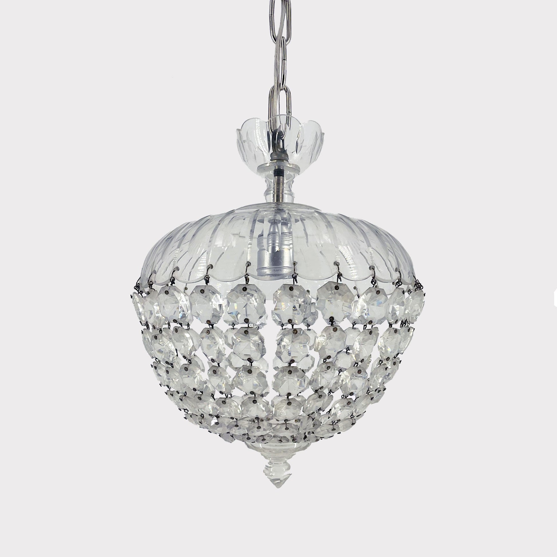 Vintage French Cut Crystal Bag Chandelier