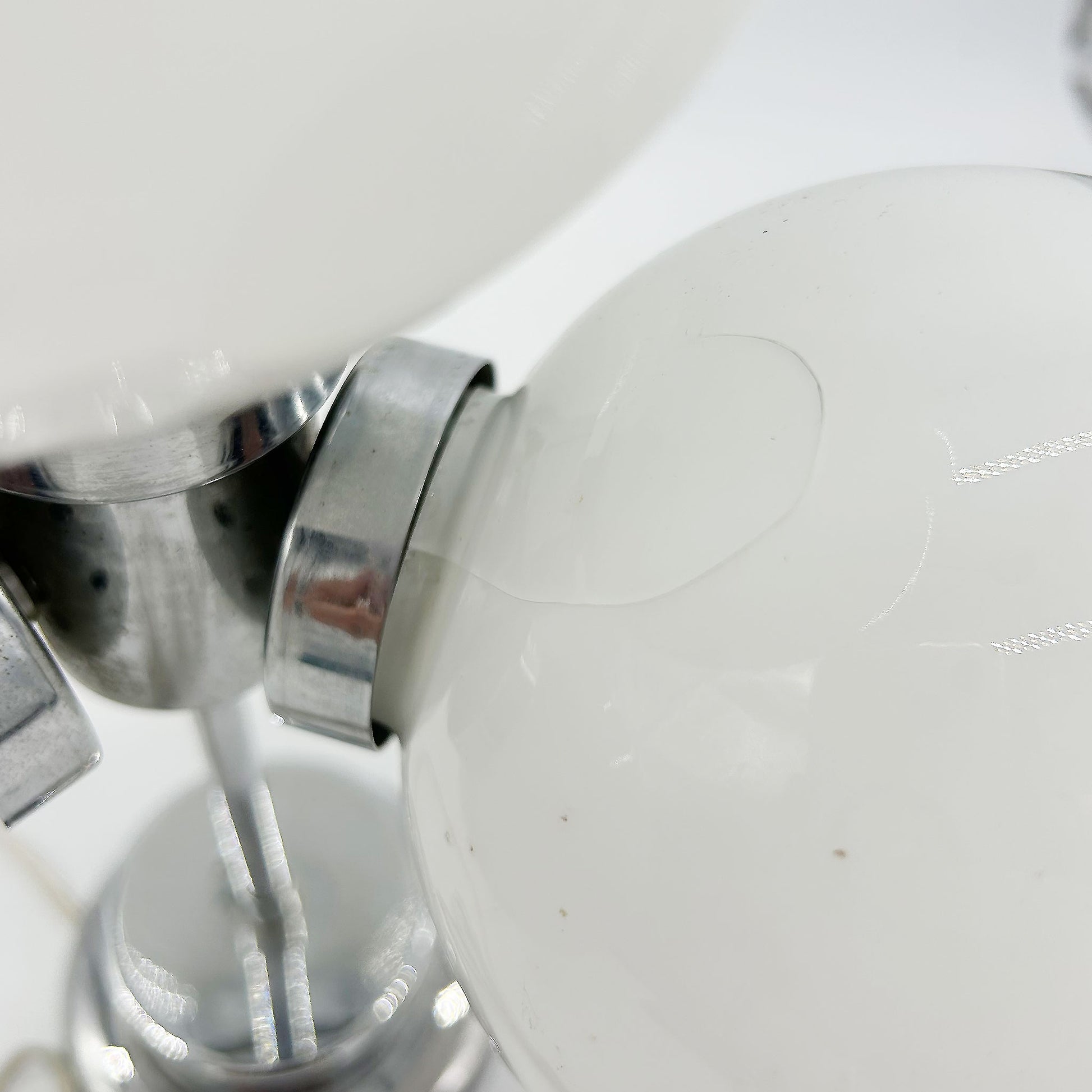 blemish view of Chrome Sputnik Pendant Lamp with Opaline Glass