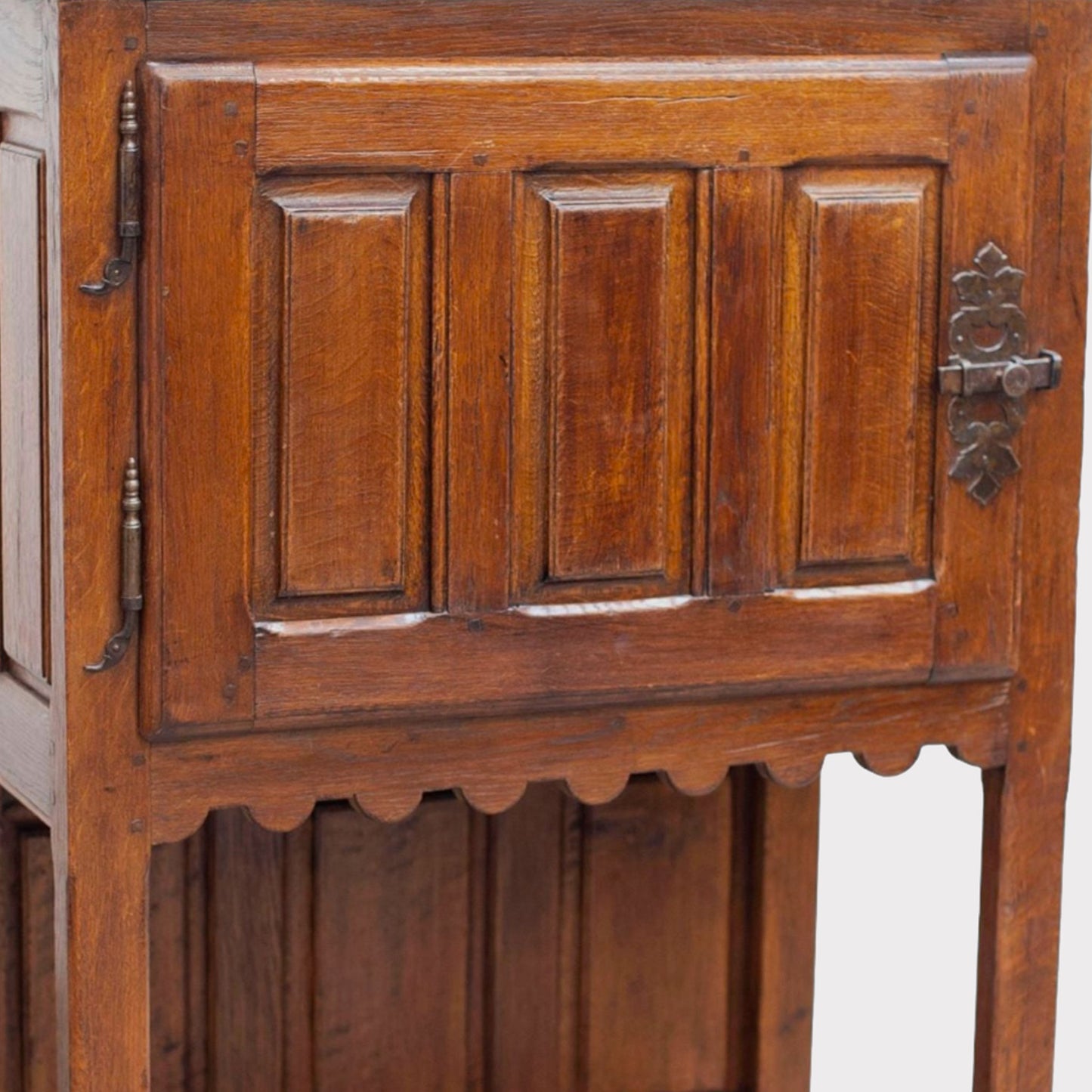 Antique Belgian Oak Wooden Cabinet close up