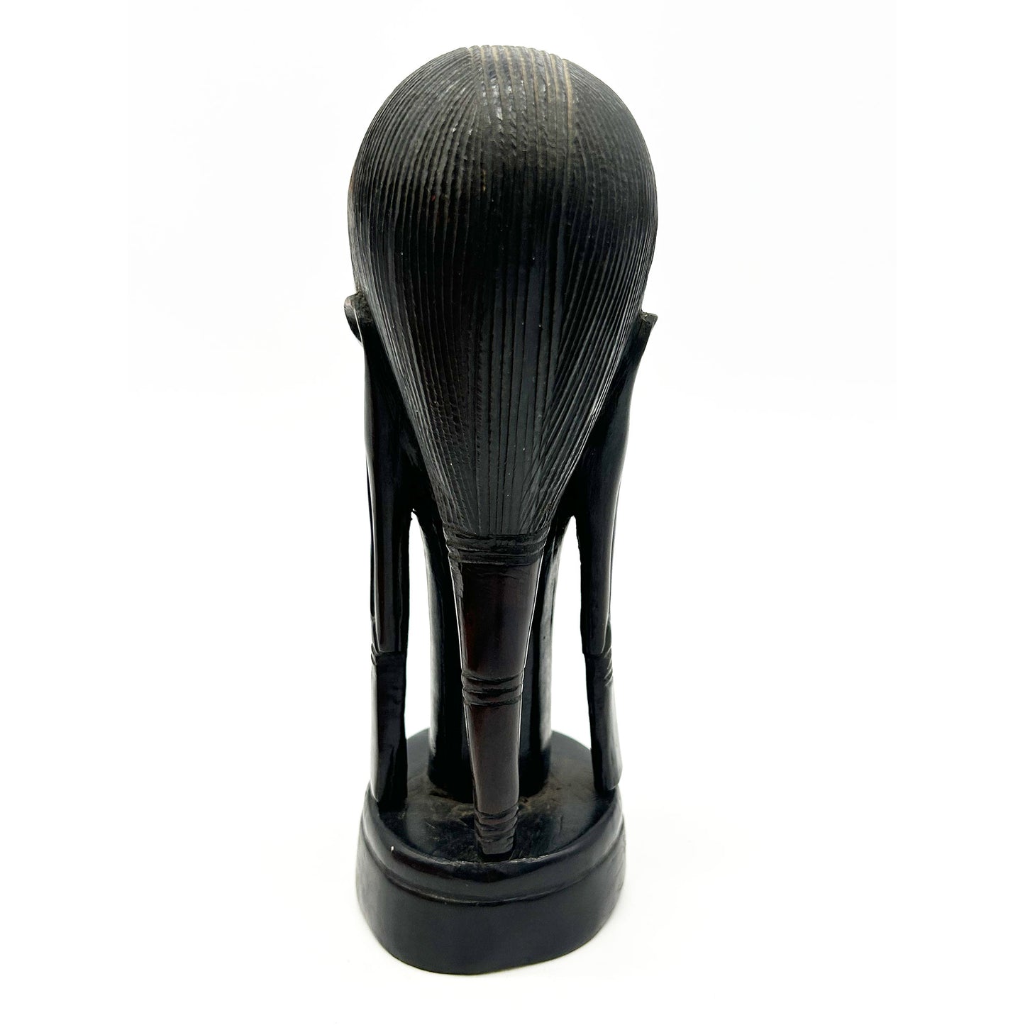 back view of a Vintage Carved African Ebony Bust