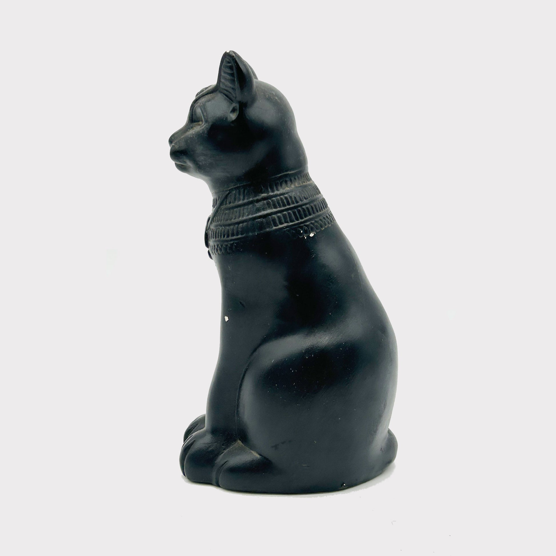 left side view of Egyptian Standing Bastet Cat Sculpture