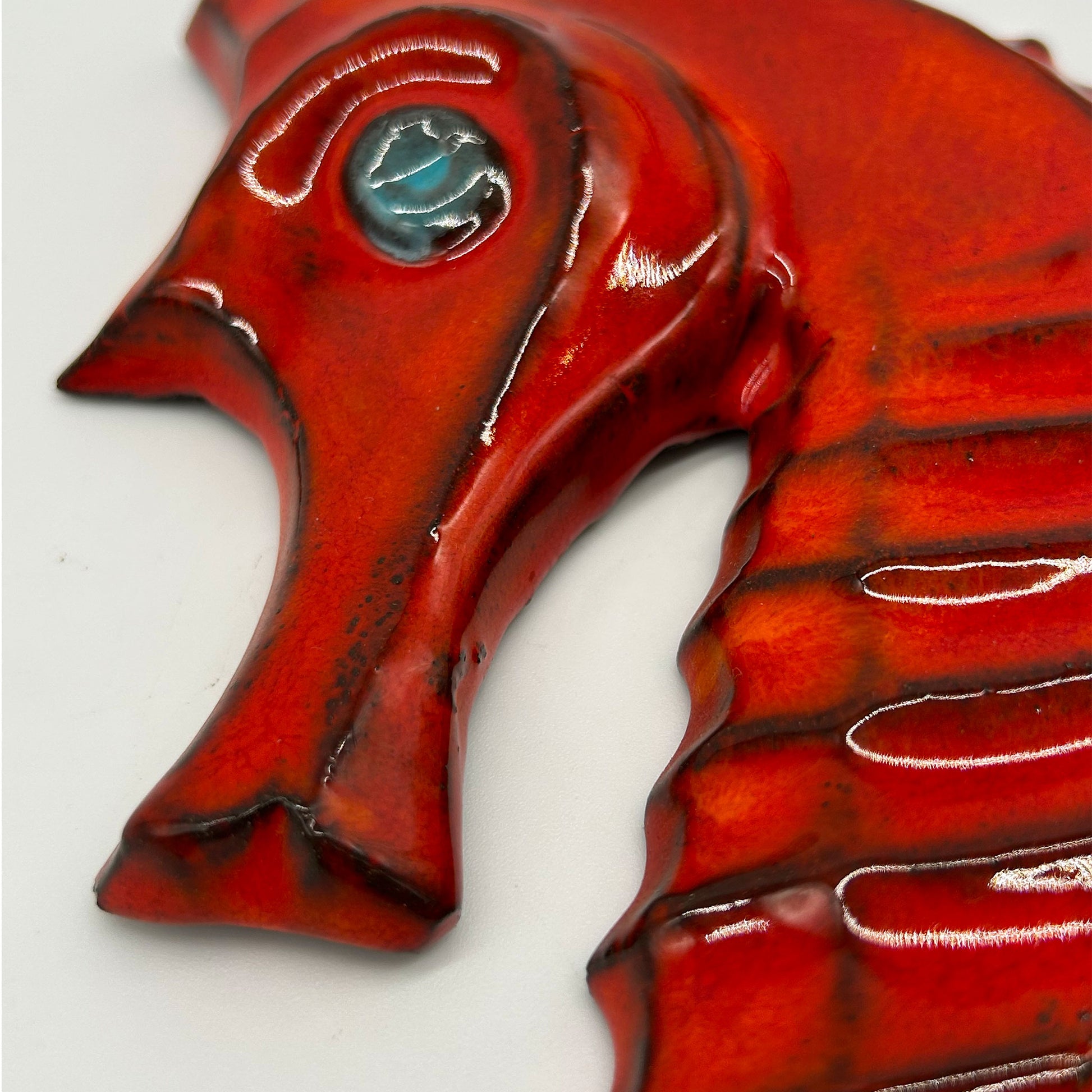 close up view of 1960s Seahorse Plaque by F. Sanchez and Bayer